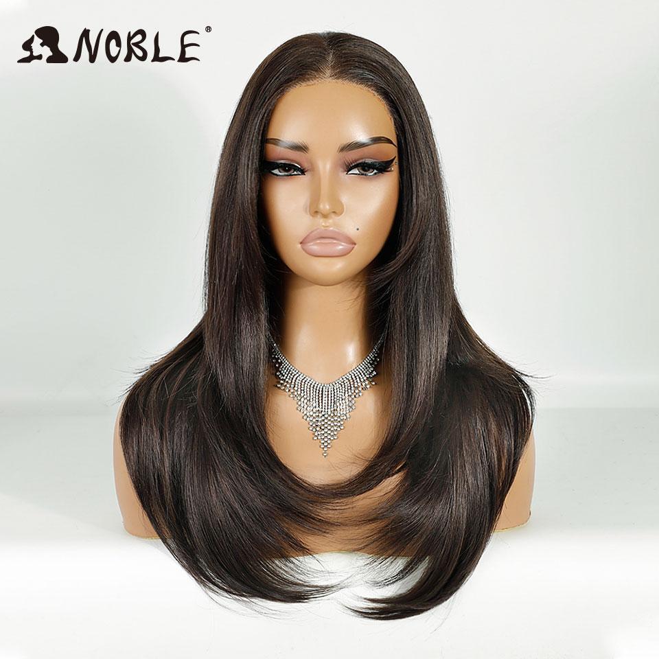 Elegantní syntetické paruky s krajkou vpředu pro ženy 13x3 Rovná krajková paruka Předvytrhaná vrstvená paruka Ombre blond hnědá bílá Cosplay paruka