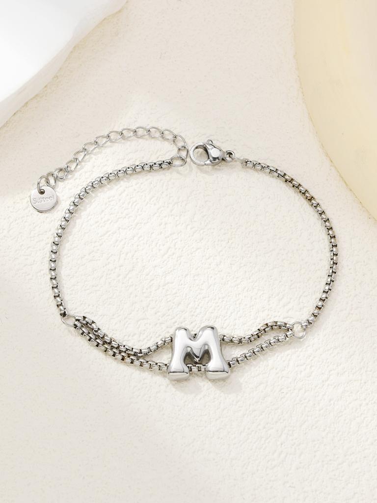 New stainless steel wholesale 26 English letters double-layer ring gold-plated bracelet