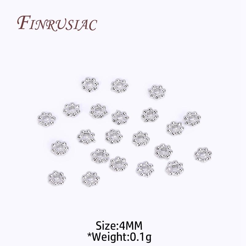 DIY Beading Jewelry Making Supplies 4/5/6MM 18K Gold Plated Flower Caps For Beads Brass Metal Snowflake Beads Spacer