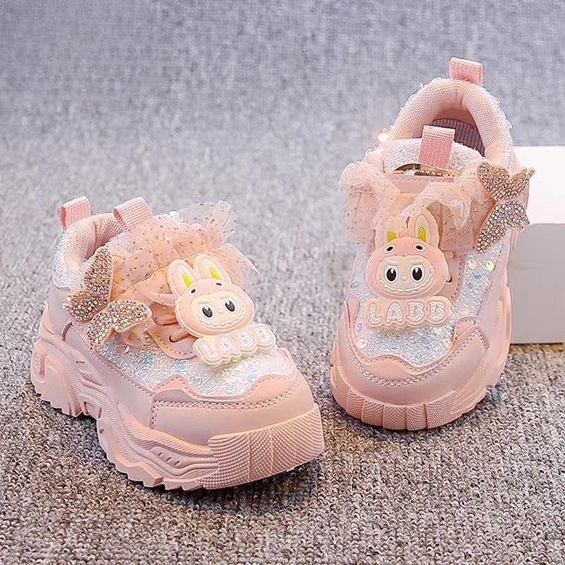 Girls' Fashionable Running Shoes, Spring and Autumn Children's Sports Soft-soled Shoes