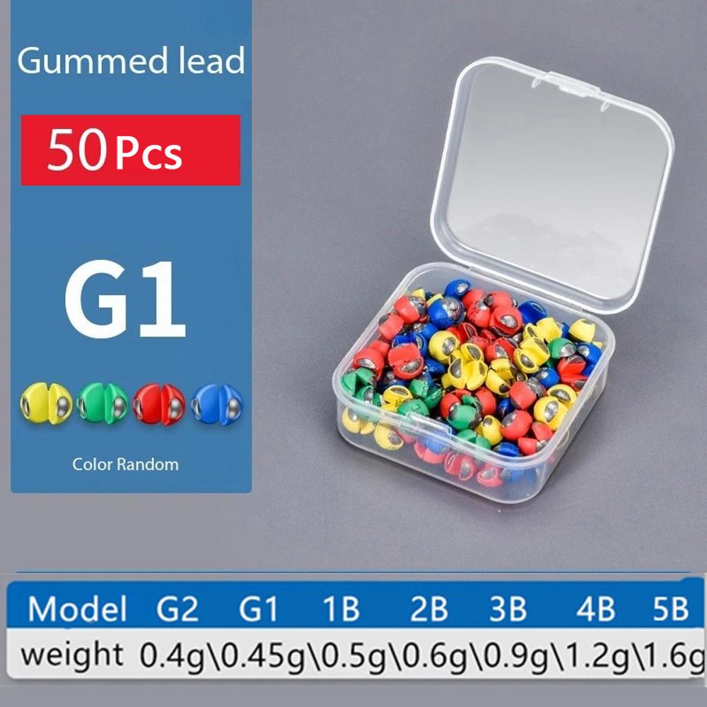 50PCS Quick Opening Fishing Lead Sinker Set, Round Bite Weights Biting Clip, Wrapping Glue, Not Damaging Line,Rock Fishing Gear