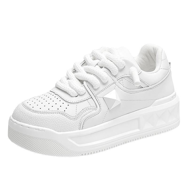 2025 Men's White Casual Shoes for Men New Fall Breathable Rubber Sole Thickened Height Shoes Trendy Loafers Comfortable Footwear