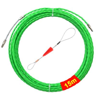 Akuoly Cable Pulling Wire, Steel Wire, Wire Pulling Tool, 15m Length, 4.5mm Diameter, Green