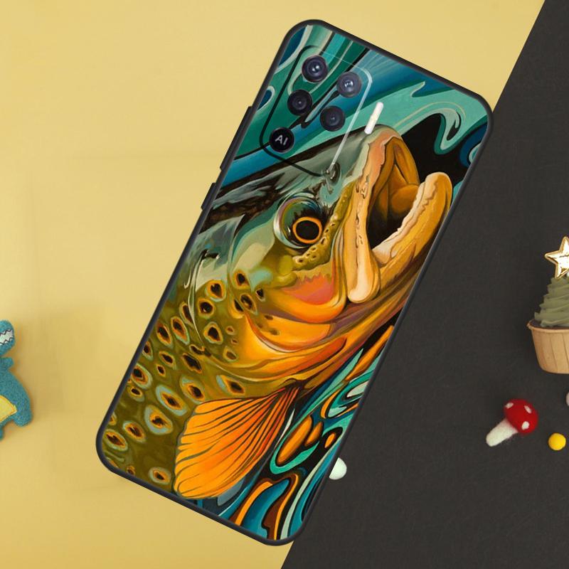 Braune Forelle Fliegenfischer-Etui Für Oppo A5 Pro A6 A15 A16 A76 A96 A17 A57 A98 A58 A78 A18 A38 A54 A74 A94 A40 A60 A80