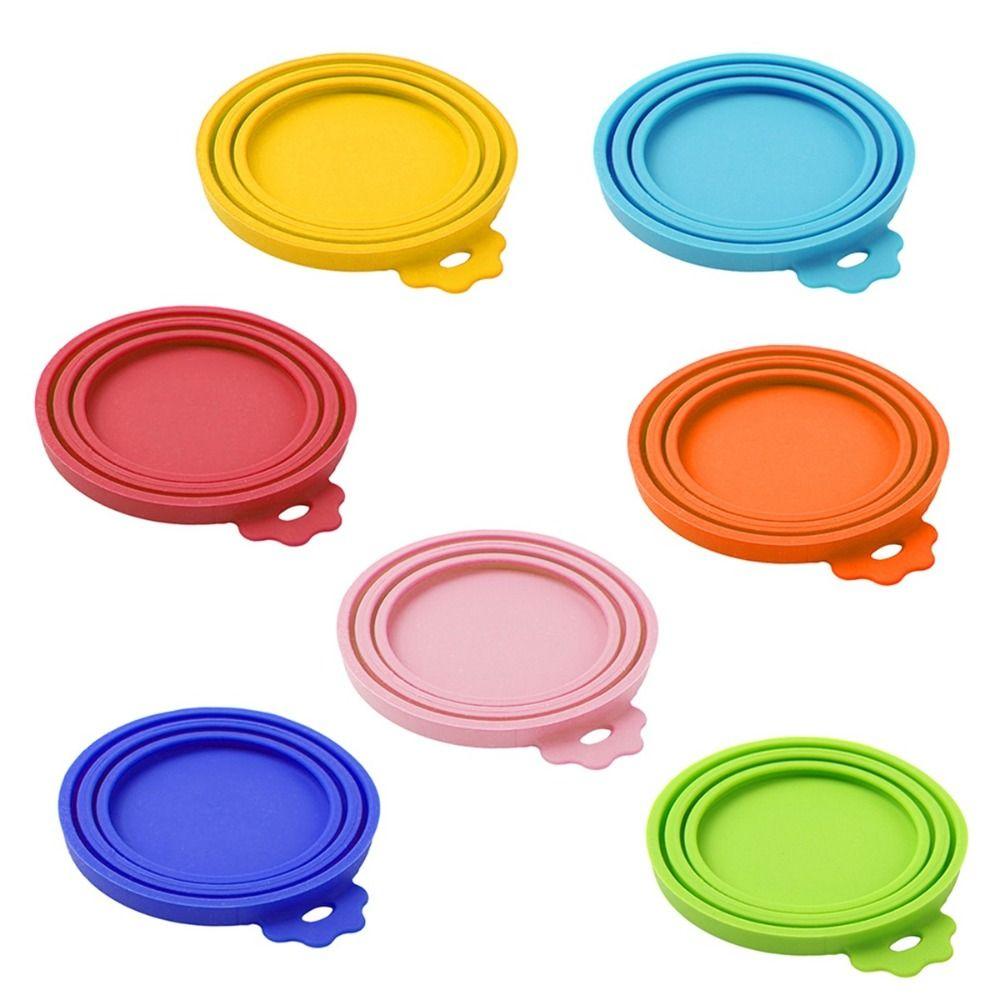 Cartoon Silicone Pet Can Lid Set Soft Pet Can Spoon Lid Seal Cover 3 in 1 Cat Can  Lid  Pet