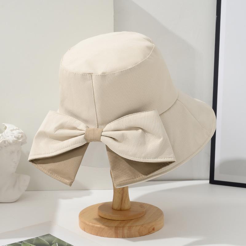 Bowknot Fisherman Hat Summer Sun Protection Wide Brim Solid Color Sunshade Camping Bucket Hat Travel Beach Visors Fashion Hat