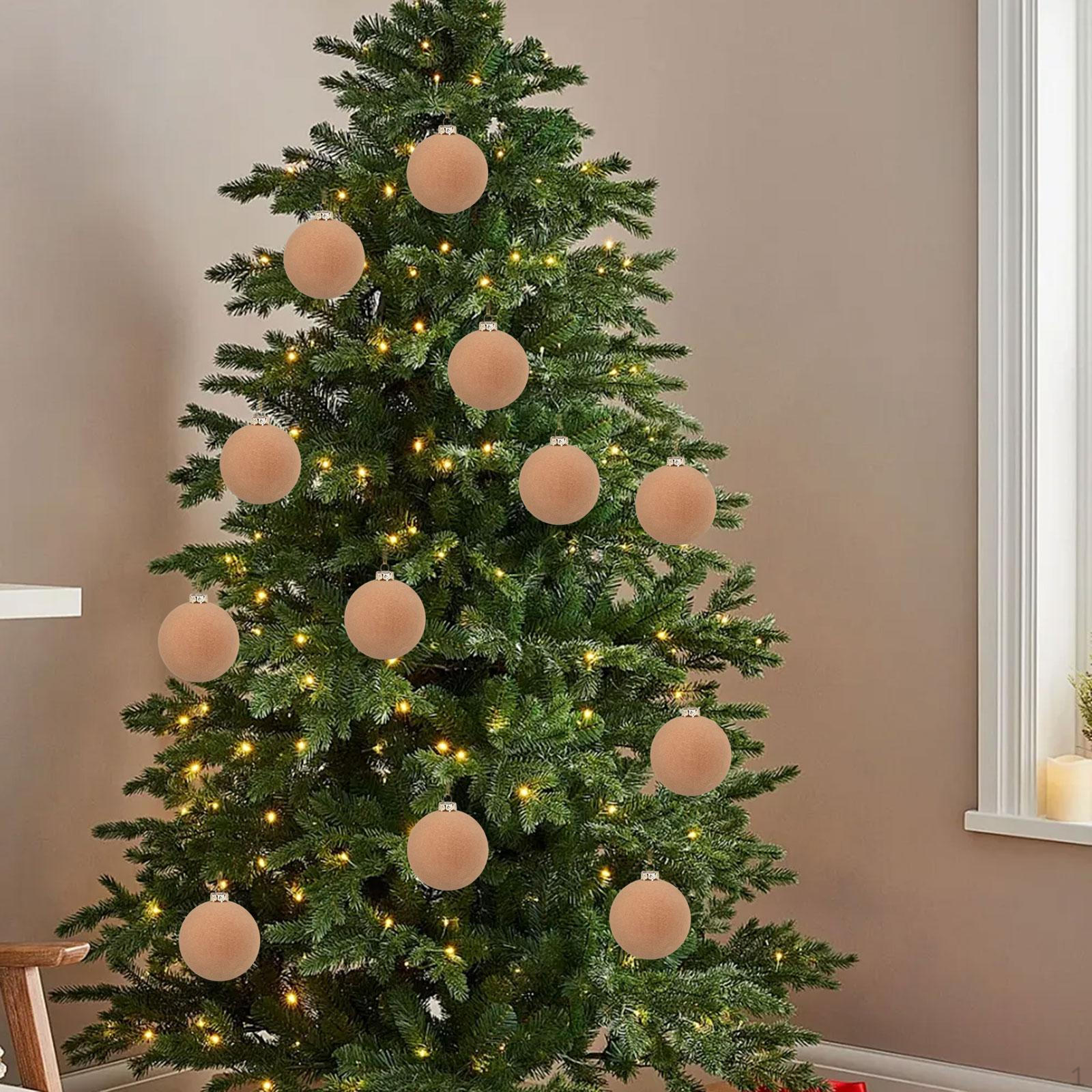 

12 Pieces Velvet Christmas Ball Ornaments Tree Decor Elegant Sturdy Decorative Hanging for Khaki