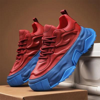Sneaker Chunky Taglia Grande 45 46 Uomo Scarpe Sportive Firmate Moda Casual Pelle Traspirante Rialzate Internamente Scarpe con Plateau Piatto