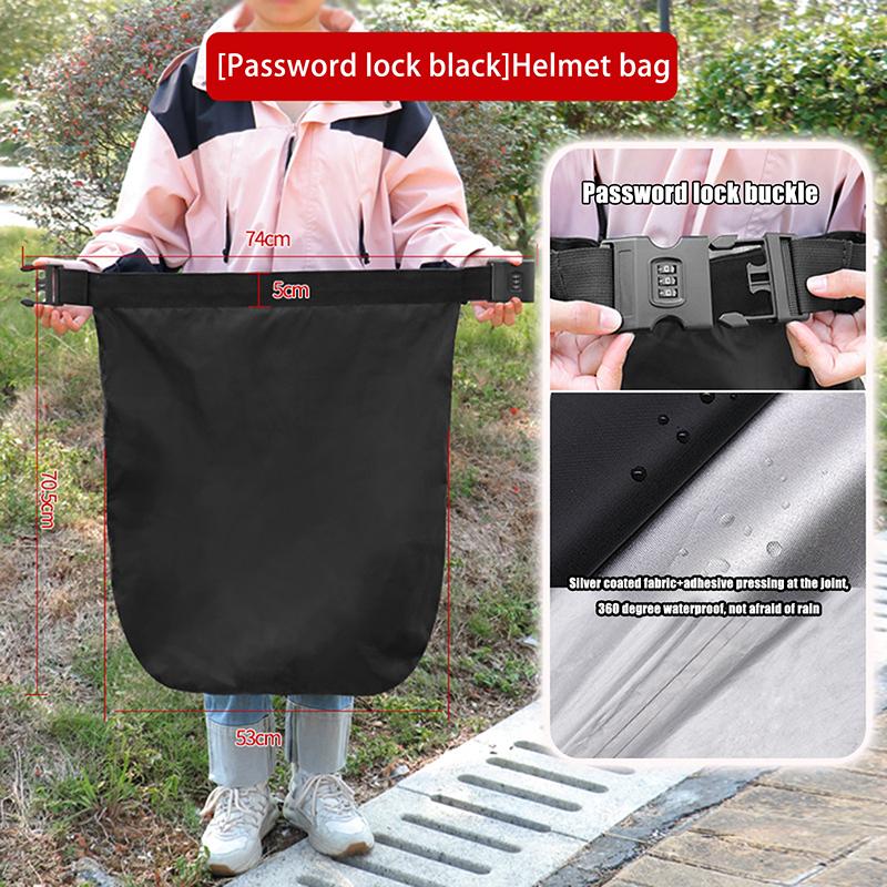Portable Travel Motorcycle Waterproof Equipments Bag Motorbike Helmet Bag Combination Lock Anti-Theft Luggage Storage Bag