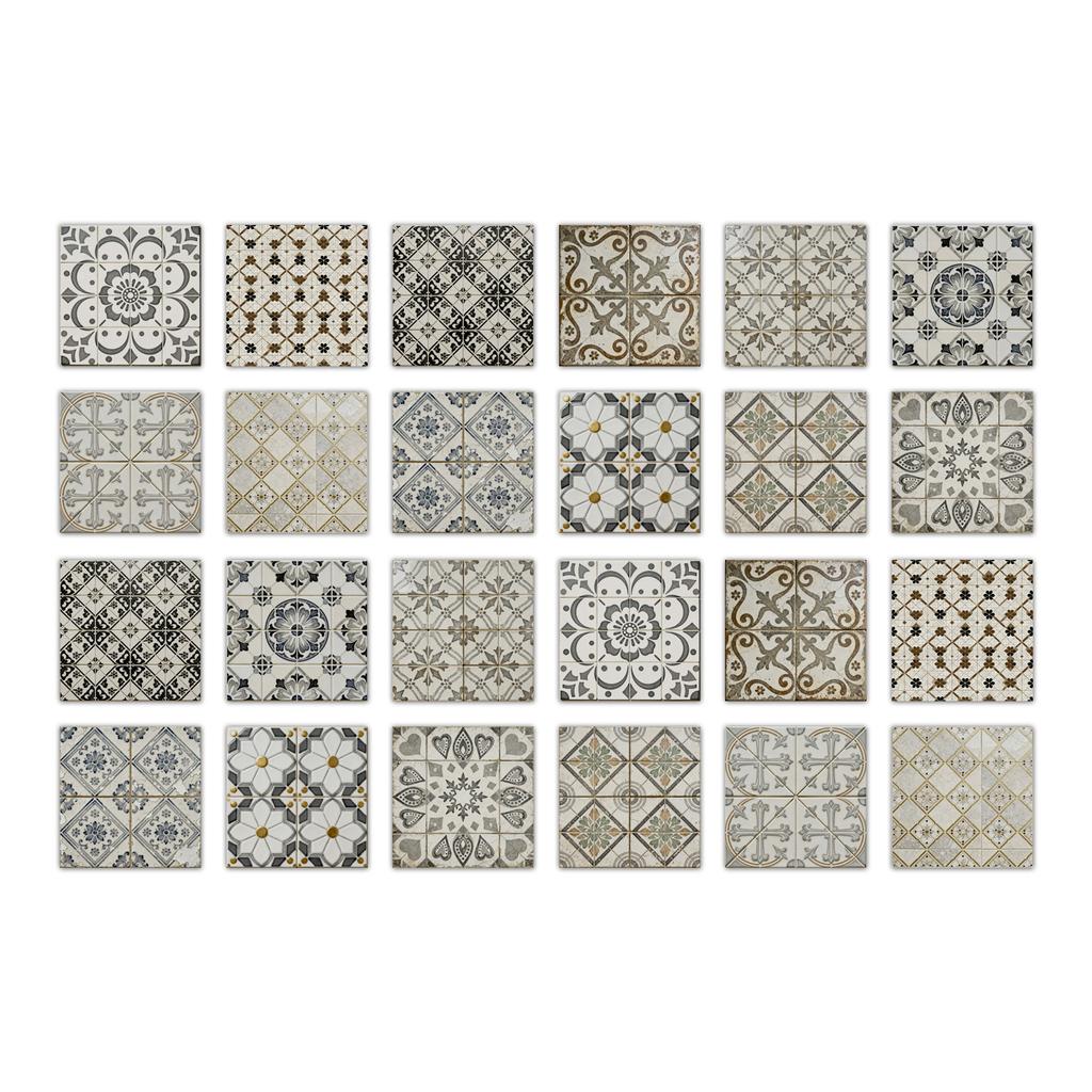 24pcs Mandala Wall Stickers Kitchen Self-Adhesive Waterproof Tile Stickers Bathroom Decor Moroccan Pvc Decal