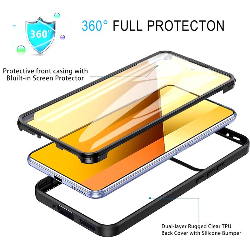 360 Full Body Protection Case for Xiaomi Mi 14T Pro 13T 12T 14 Ultra Redmi 14C 13C Shockproof Case for Redmi Note 13 Phone Cover