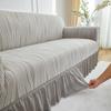1 Stück Dehnbarer Sofabezug Jacquardmuster Sofabezüge mit Rock Einfarbige Staubdichte Rutschfeste Sofaschutzhülle für das Wohnzimmer