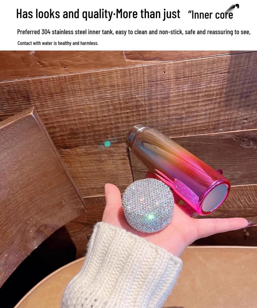 2025 Rhinestone-Studded Stainless Steel Women's Luxury Insulated Water Cup