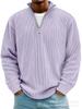 Men's Corduroy Long Sleeve Polo Sweatshirt Stand Collar Zip Neck Vintage Casual Top