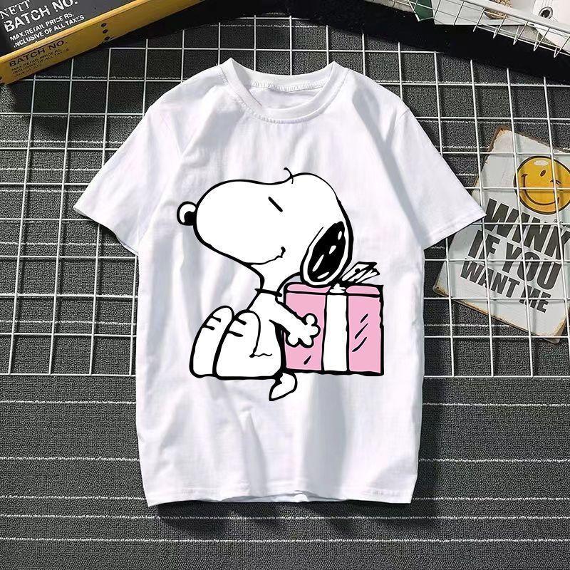 Funny Summer Fashion Snoopy Cartoon Printed Men's and Women's T-Shirts High Quality Cotton Casual Sports Short Sleeves Tops