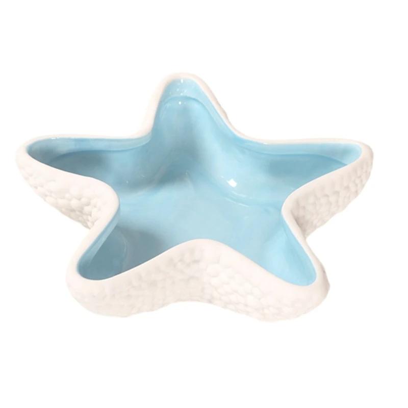 Unique Seaside Ceramic Jewelry Dish - Starfish/Shell Shaped Tray, Elegant Decor for Beach Houses & Trinkets Storage
