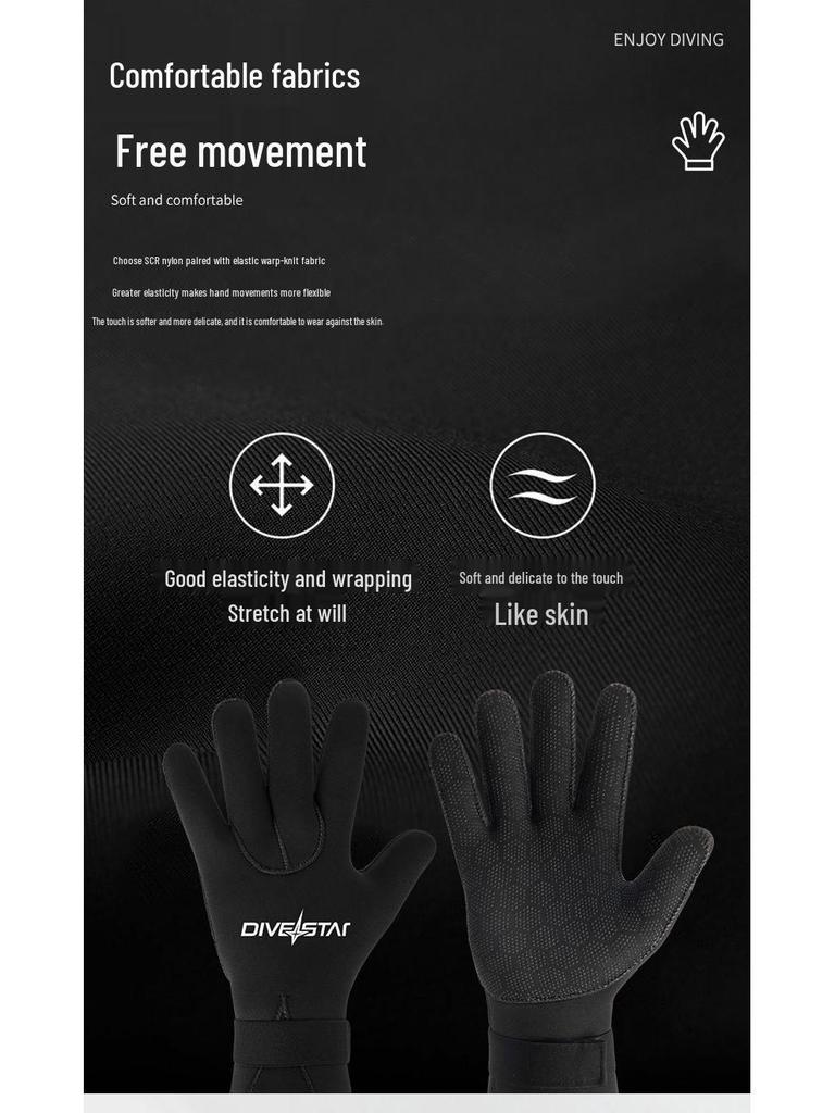 Spot 3mm Non-Slip Diving Gloves - Cut-Resistant, Warm, Wear-Resistant for Surfing, Snorkeling, Winter Swimming, and Fishing.