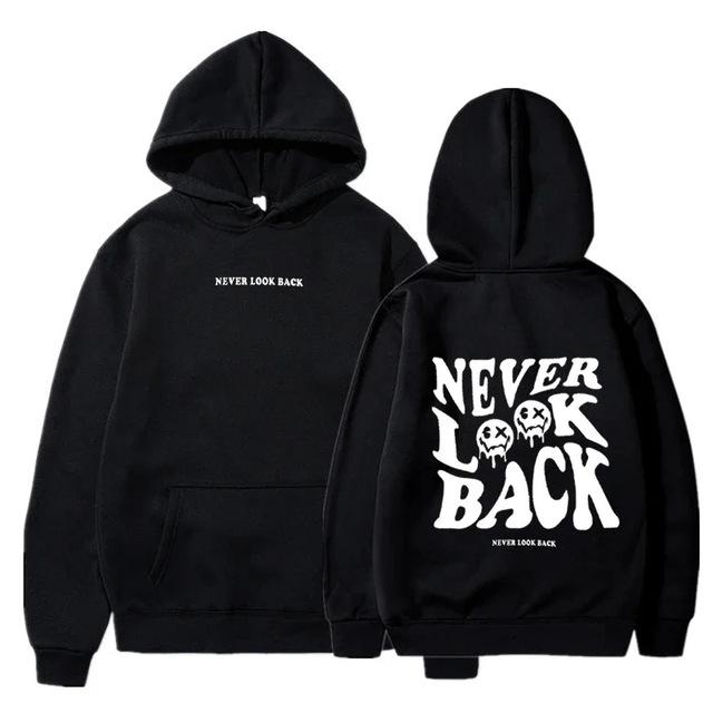 NEVER LOOK BACK Men and Women Fashionable Autumn Winter Fleece Streetwear Tops