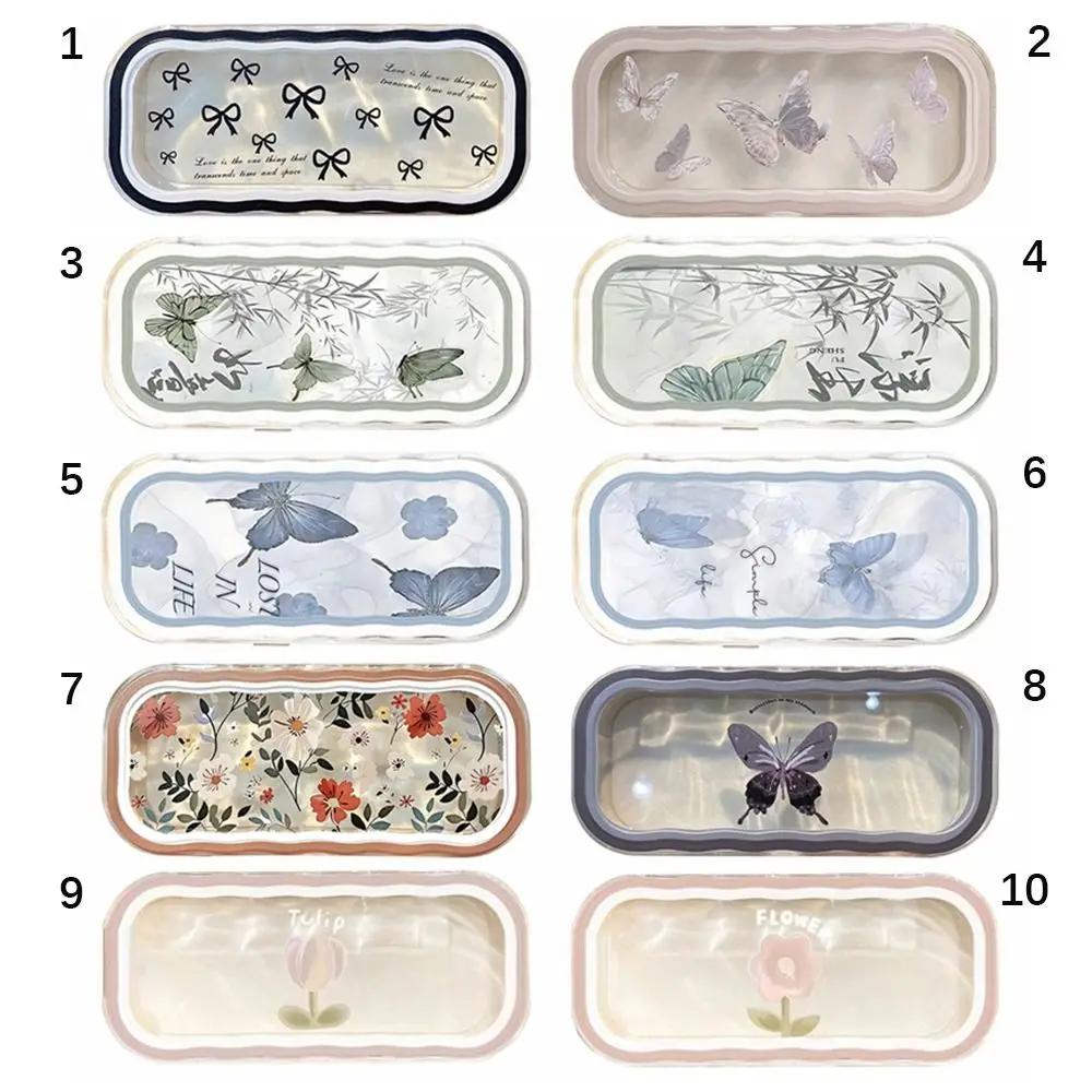 Modne Kawaii Węzeł Przezroczyste Etui na Okulary Motyl Kwiaty Pudełko do Przechowywania Okularów Przeciwsłonecznych Etui Ochronne na Okulary Prezenty dla Dziewczynek