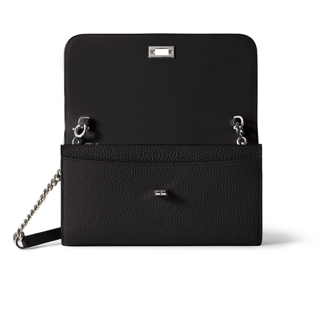 BONAVENTURA Beatrice Long Wallet In Shrink Leather Made with the Finest European Minimalist Genuine Perfect As a Wallet with Card (Black) - Leather.