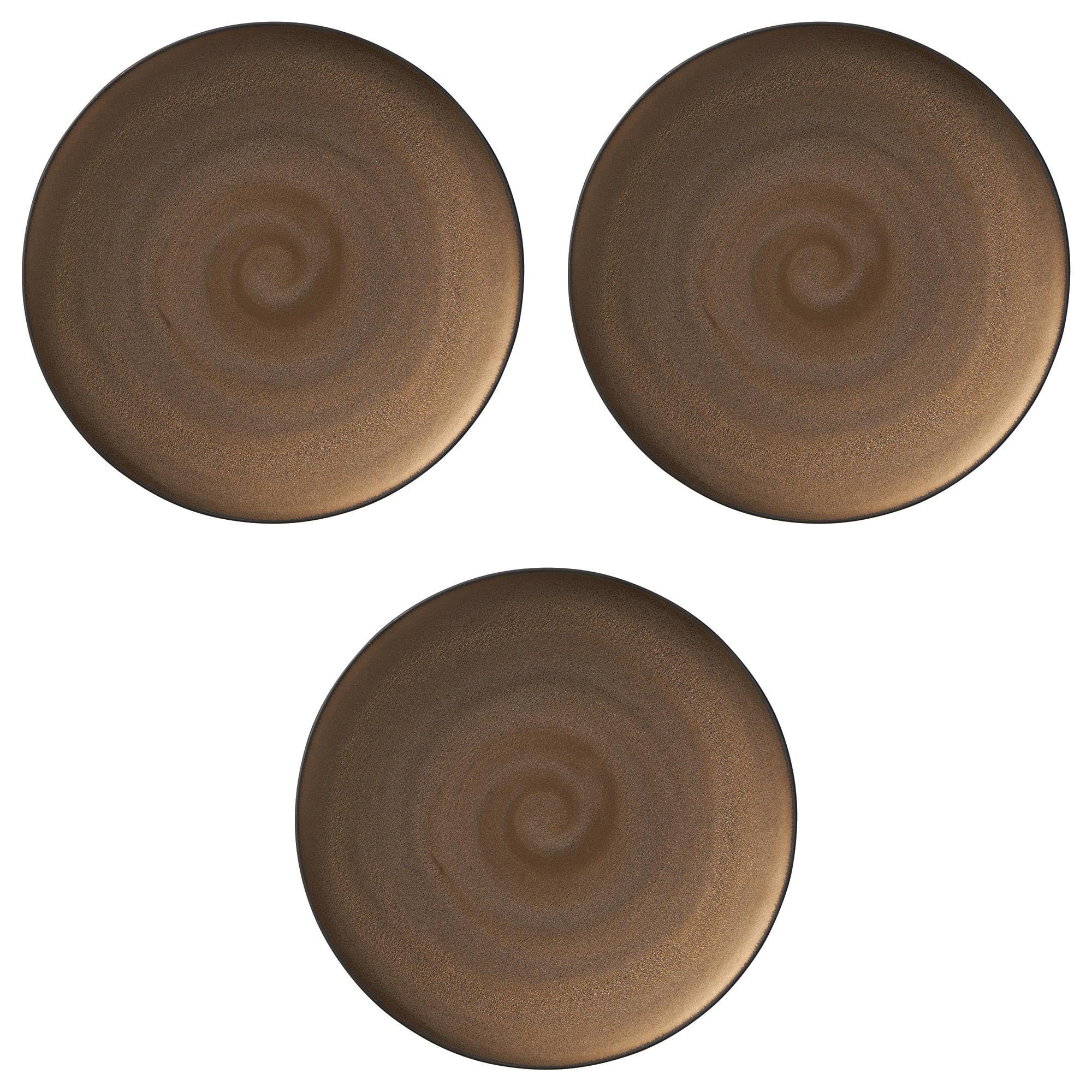 

Набор из 3 бронзовых обеденных тарелок 28 см с золотой каймой x Западный Большой Setomonohonpo [28,7 3 см] Посуда, Тарелки, золотой