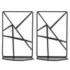 2Pcs Solid Geometry Book Stands Metal Hollow Desk Nonskid Bookend Shelf Heavy Duty Black