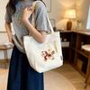 Women’s Cute Cartoon Canvas Tote: Large Capacity, Versatile Shoulder Bag for Daily Commute