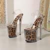 Sandales Stiletto à Cristaux à Une Bride pour Femmes 20CM - Imprimé Léopard Transparent