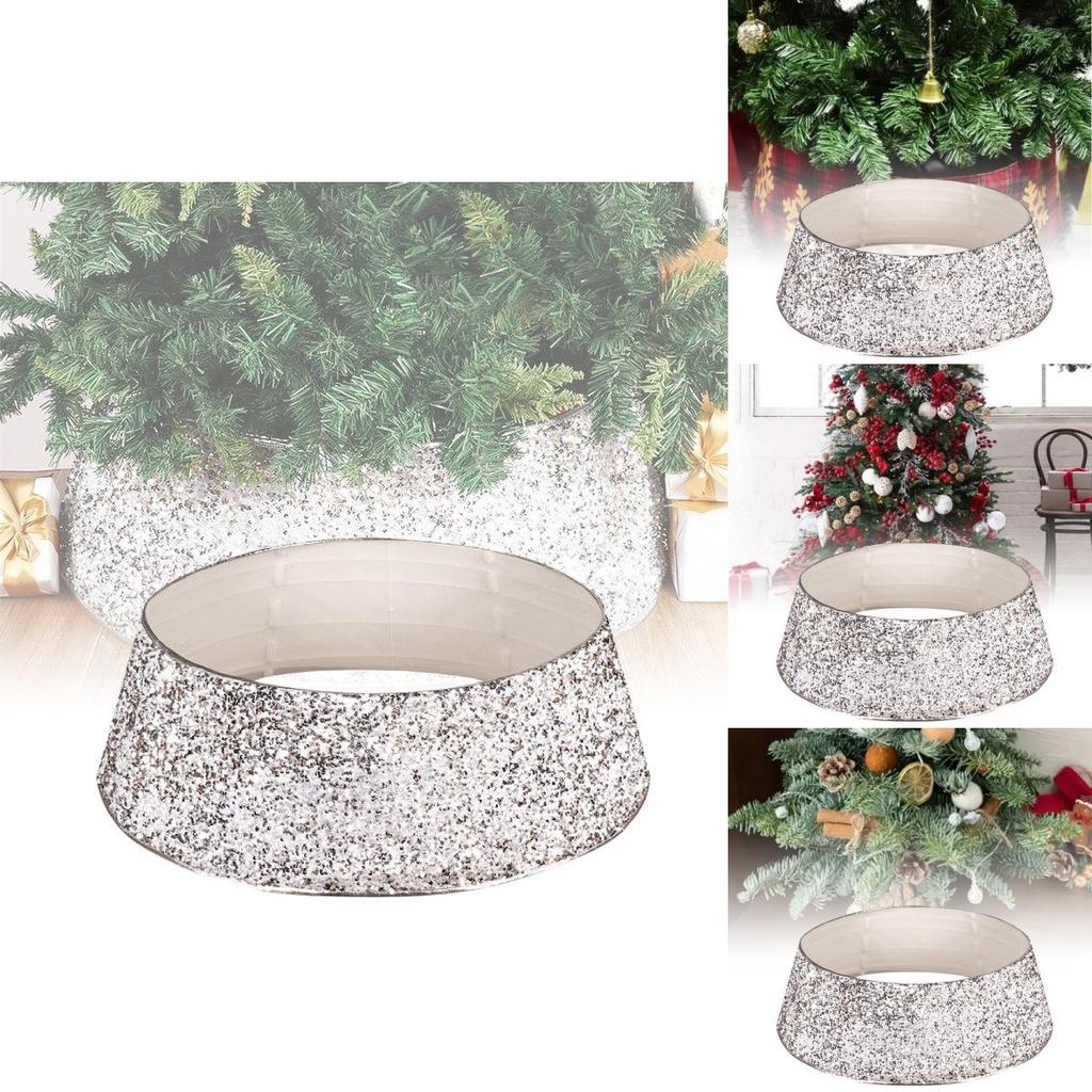 Luxurious Silver White Beaded Christmas Tree Skirt Perfect For Festive Seasonal Decor