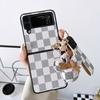 Chessboard Folding Screen Clamshell Mobile Phone Case For Samsung Zflip4 Bow Tie Mouse Pendant Portable Rope