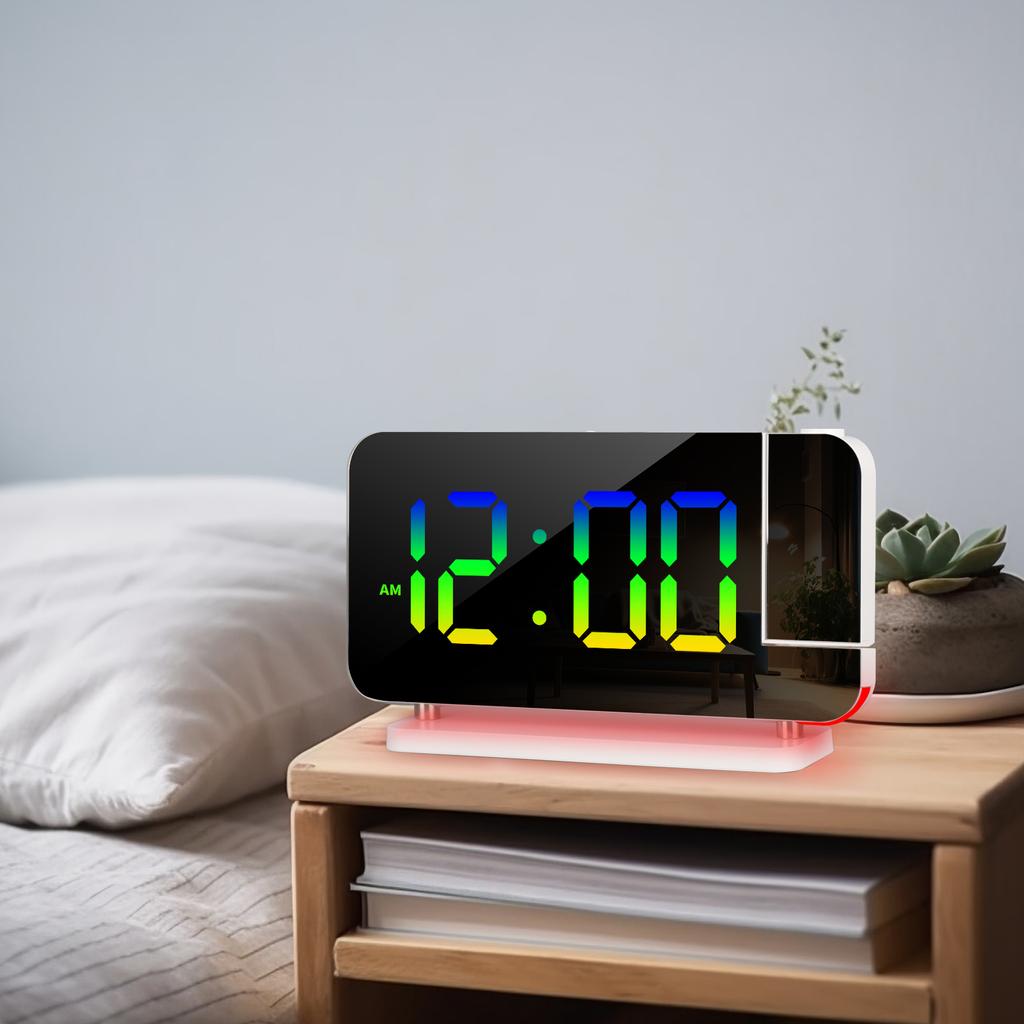 RGB Renkli LED Elektronik Saat Renkli Gece Lambası Çalar Saat Ev Dekorasyonu Projeksiyon Saati