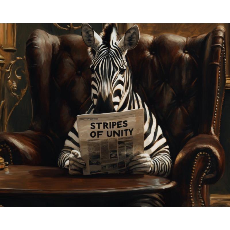 Cartoon Abstract Funny Office Animal Leader Read Newspaper Poster Canvas Painting Printing Art Picture Home Room Wall Decor Gift