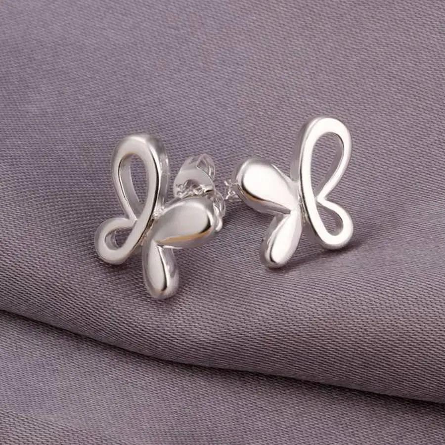 925 Sterling Silver Present Popular Small Butterfly Earring For Women Wedding Party Jewelry