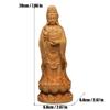 wood carving Nanhai Guanyin sculptures and figurines Chinese Buddha statues Home Room Office Wealth Luck Feng Shui Decor 7.86 in