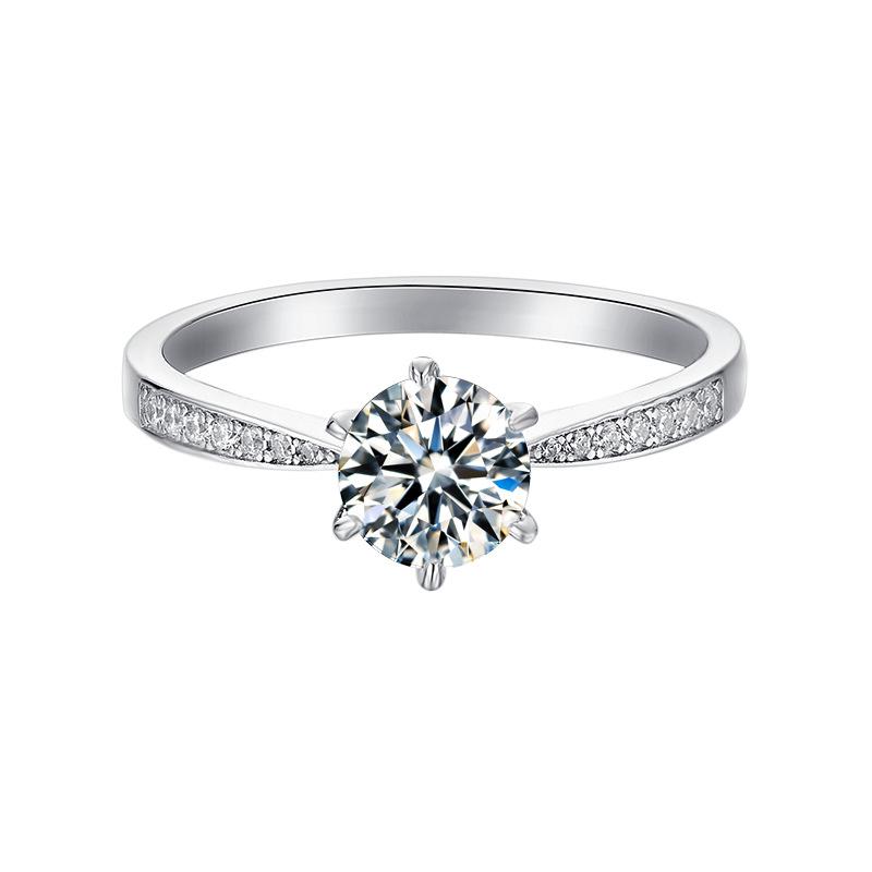 Mozambican Ring Women'S S925 Sterling Silver Inlaid With 1 Carat Moissanite Ring High Quality Wedding Band
