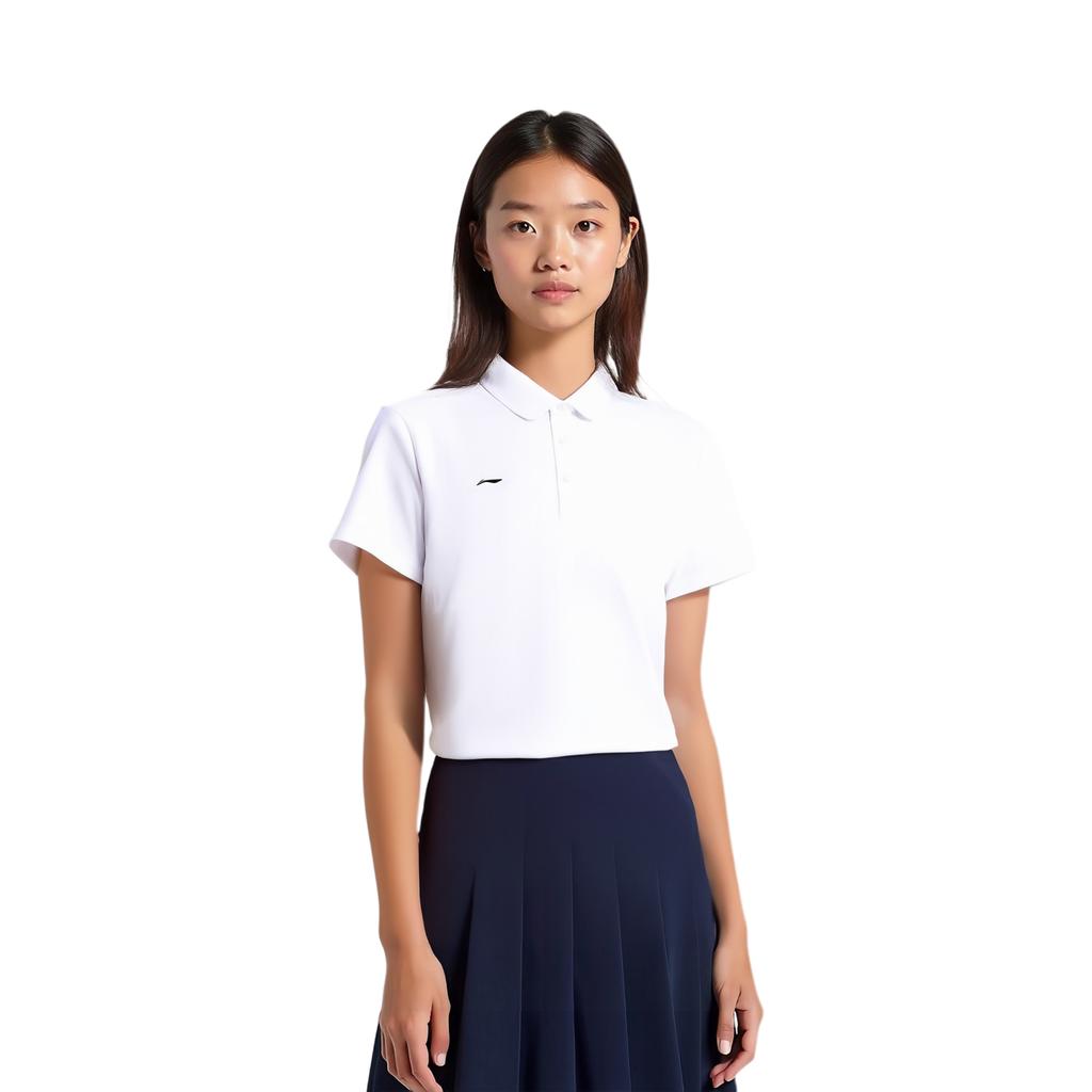 Li Ning Sports Lifestyle Series Casual Simple Pullover Solid Color Comfortable Versatile Short Sleeve Polo Shirt Women Polo Shirts APLV496-1