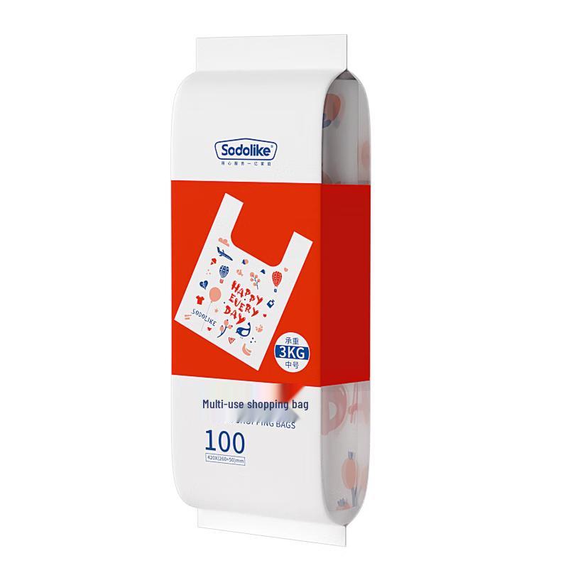 Sodolike Thickened Vest-Style Plastic Shopping Bags (100 Count)