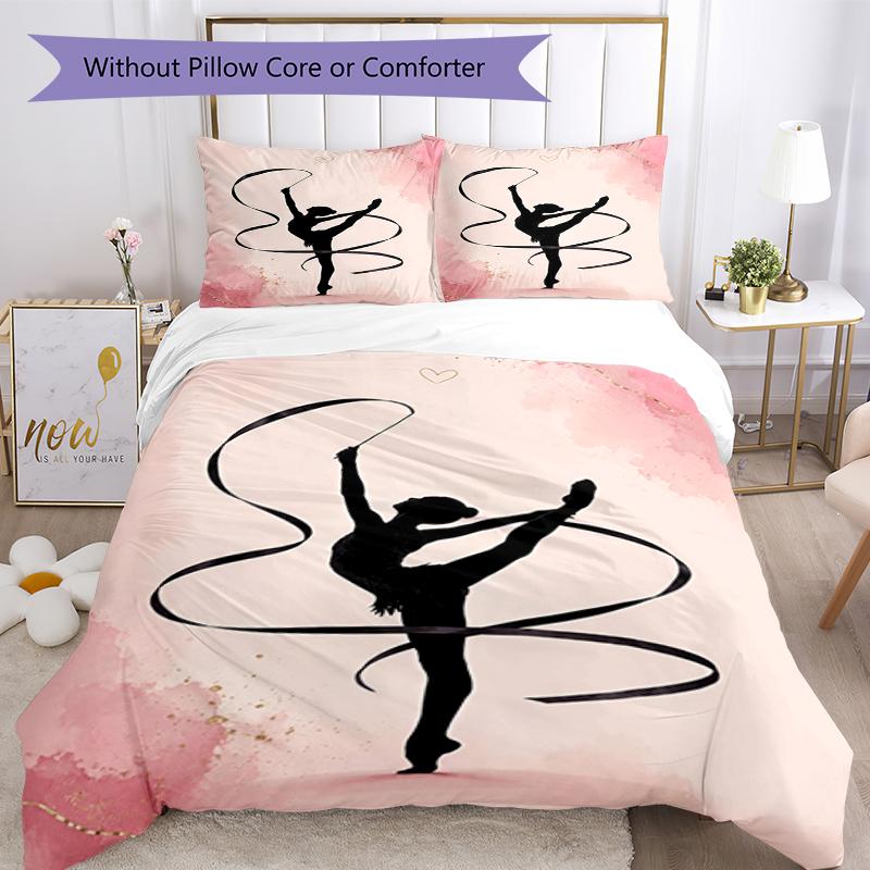 3pcs gymnastics Bedding Set Duvet Cover Closure Includes 1 Duvet Cover & 2 Pillowcases, Soft and Comfortable for All Seasons.