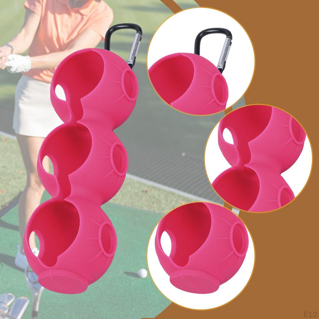 Golf Ball Holder Carrier Lightweight with Hook Holds 3 Balls Sleeve Bag for Training Recreation
