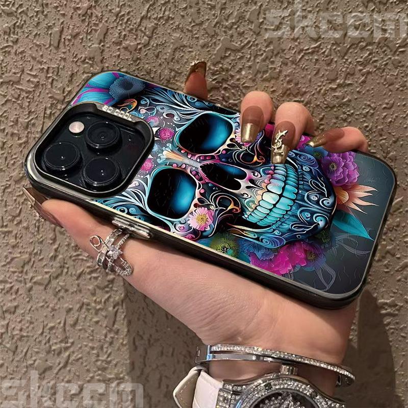 Halloween Colorful Skull Pumpkin Ghost Bat Pattern Phone Case For iPhone 17 16 Pro Max 15 Pro 14 13 12 11 7 8 Plus X XS XR Cover