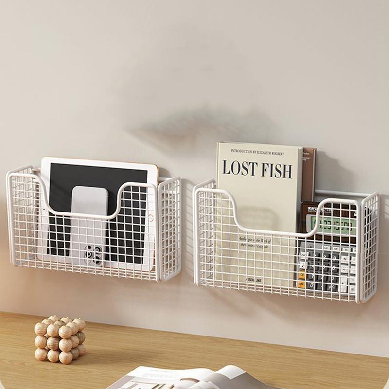Punch-free Kitchen Cabinet Door Storage Box Iron Rack Wall-mounted Cabinet Plastic Wrap Rack Bathroom Refrigerator Rack Shelf