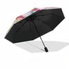 Princesses, Flowers Themed Automatic Opening and Closing Umbrella, Brightly Colored 8-rib Portable Umbrella, Suitable for Men and Women, A P
