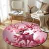 Trendy Round Love Multicolor Rug Pad, Non-Slip Floor Mat for Bathroom