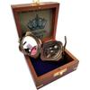 India Antique Brass Brunton compass Square With Wood box nautical gift Compass  (Black, Brown)