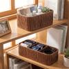 Durable Woven Storage Basket Rectangular Sundries Organization Box Picnic Basket  Living Room