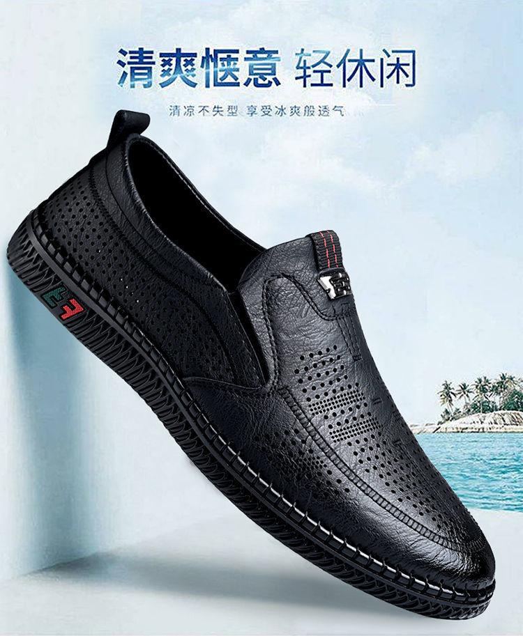% Herrenschuhe echtes Leder lässig weiches Leder weiche Sohle atmungsaktiv hohl Herrenlederschuhe Freizeitschuhe