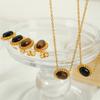 French Gentle And Elegant Light Luxury Niche Oval Inlaid Tiger'S Eye Stone Minimalist Personality Temperament Versatile Commuter Accessories Women