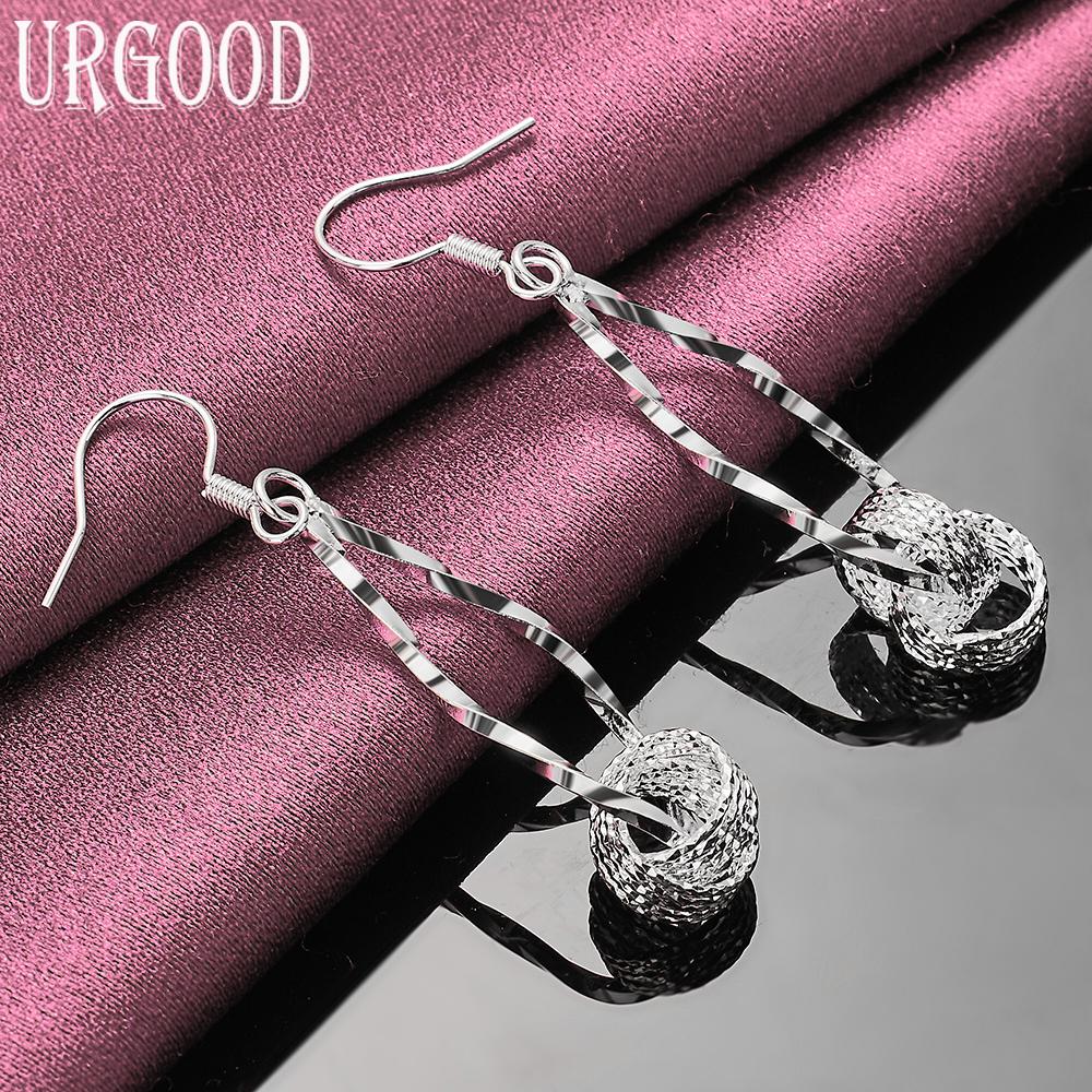 925 Sterling Silver Fashion Braided Round Earrings Wedding Jewelry