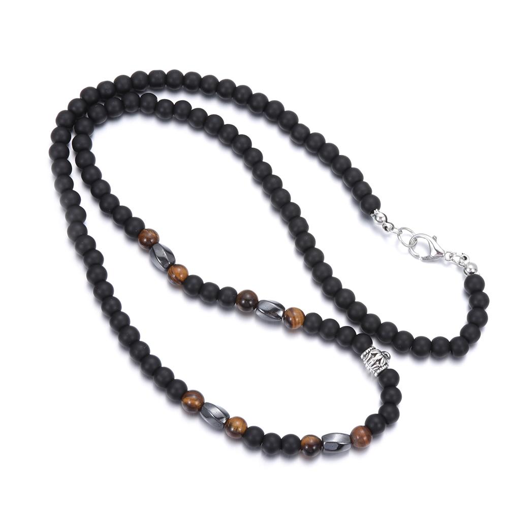 Hot Sale Jewelry Reiki Hematite Stone Healing Balance Volcanic Rock Bead Necklace