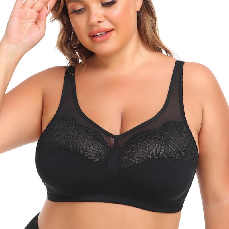 Sexy European and American Lace Large Size Bra Without Steel Ring for Women E Cup Bra